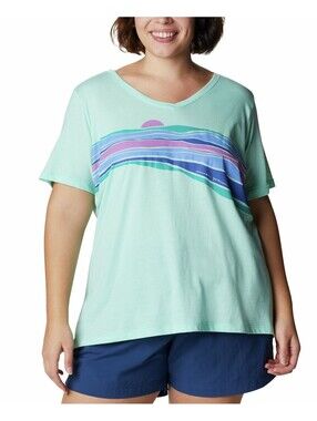 Columbia Womens Plus Size Bluebird Day Relaxed V-Neck Top Size 1X